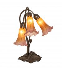 Meyda White 129165 - 16" High Amber/Purple Tiffany Pond Lily 3 Light Accent Lamp