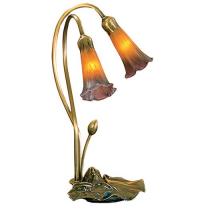 Meyda White 13008 - 16" High Amber/Purple Pond Lily 2 LT Table Lamp