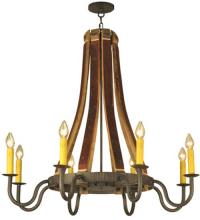 Meyda White 132914 - 44"W Barrel Stave Madera 8 LT Chandelier