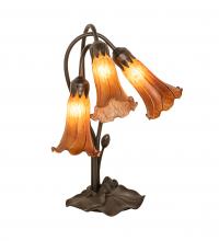 Meyda White 136435 - 16" High Amber Tiffany Pond Lily 3 Light Accent Lamp