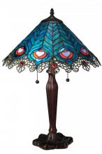 Meyda White 138775 - 23"H Peacock Feather Lace Table Lamp