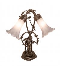 Meyda White 142212 - 17" High Gray Tiffany Pond Lily 2 Light Trellis Girl Accent Lamp