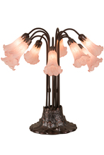 Meyda White 14363 - 24"H Pink Pond Lily 10 LT Table Lamp