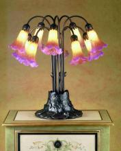 Meyda White 14429 - 22"H Amber/Purple Pond Lily 10 LT Table Lamp