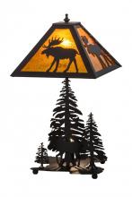 Meyda White 151467 - 21"H Moose Through the Trees W/Lighted Base Table Lamp