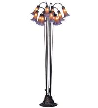 Meyda White 15946 - 63" High Amber/Purple Tiffany Pond Lily 12 Light Floor Lamp