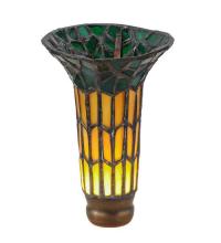 Meyda White 16582 - 4" Wide X 6" High Stained Glass Pond Lily Amber and Green Shade