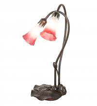 Meyda White 173759 - 16" High Pink/White Pond Lily 2 Light Accent Lamp