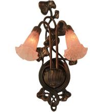 Meyda White 17552 - 11"W Pink Pond Lily 2 LT Wall Sconce