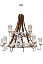 Meyda White 187997 - 60"W Barrel Stave Winter Maple 12 LT Two Tier Chandelier