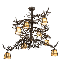 Meyda White 194329 - 48" Long Pine Branch Valley View 8 LT Chandelier