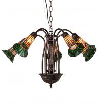 Meyda White 236530 - 24" Wide Stained Glass Pond Lily 7 Light Chandelier