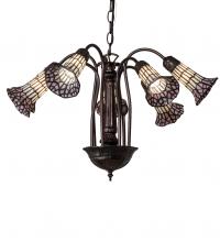 Meyda White 236533 - 24" Wide Stained Glass Pond Lily 7 Light Chandelier