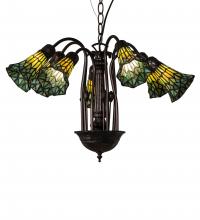 Meyda White 236537 - 24" Wide Stained Glass Pond Lily 7 Light Chandelier