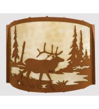 Meyda White 23897 - 12" Wide Elk at Lake Wall Sconce