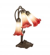 Meyda White 251682 - 16" High Seafoam/Cranberry Tiffany Pond Lily 3 Light Accent Lamp
