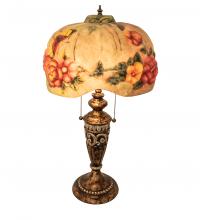 Meyda Tiffany 253493 - 27" High Puffy Butterfly & Flowers Table Lamp