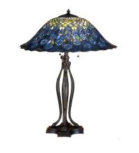 Meyda White 28504 - 30"H Tiffany Peacock Feather Table Lamp