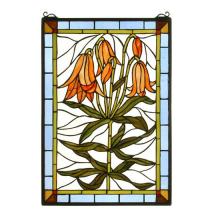 Meyda White 32660 - 16" Wide X 24" High Trumpet Lily Stained Glass Window