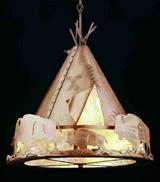 Meyda White 50150 - 20"W Teepee w/ Buffalo Pendant