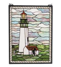 Meyda White 55949 - 15"W X 20"H Yaquina Head Lighthouse Stained Glass Window