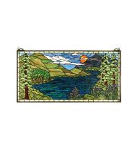 Meyda White 65497 - 40"W X 20"H Sunset Meadow Stained Glass Window