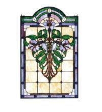 Meyda White 67136 - 22"W X 35"H Nouveau Lily Stained Glass Window