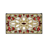 Meyda White 67139 - 36"W X 20"H Bed of Roses Stained Glass Window