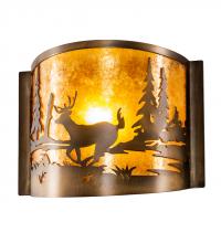 Meyda White 70703 - 12" Wide Deer at Lake Wall Sconce