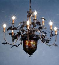 Meyda White 79860 - 39"W Greenbriar Oak 9 Arm Chandelier